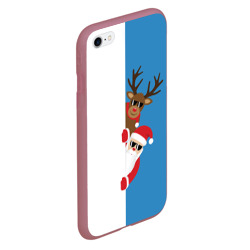 Чехол для iPhone 6/6S матовый Крутые Санта и Олень - фото 2