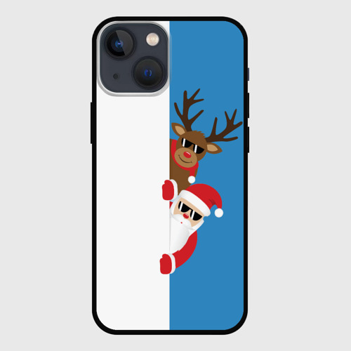 Чехол для iPhone 13 mini Крутые Санта и Олень