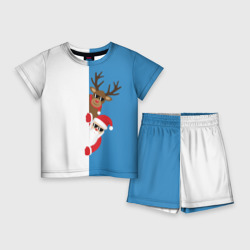 Детский костюм с шортами 3D Крутые Санта и Олень