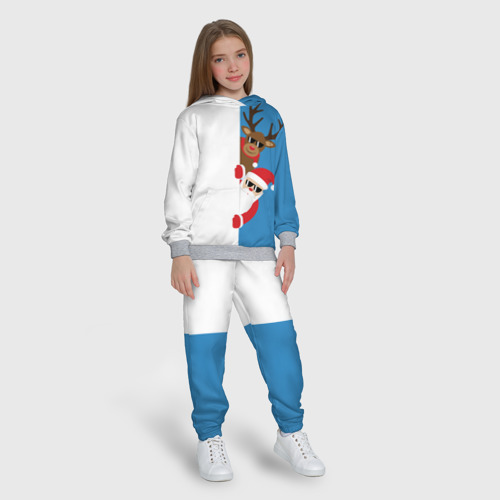 Детский костюм с толстовкой 3D Крутые Санта и Олень, цвет меланж - фото 5