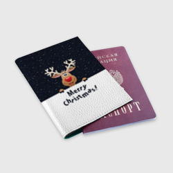 Обложка для паспорта матовая кожа Новогодний Оленёнок Рудольф - фото 2