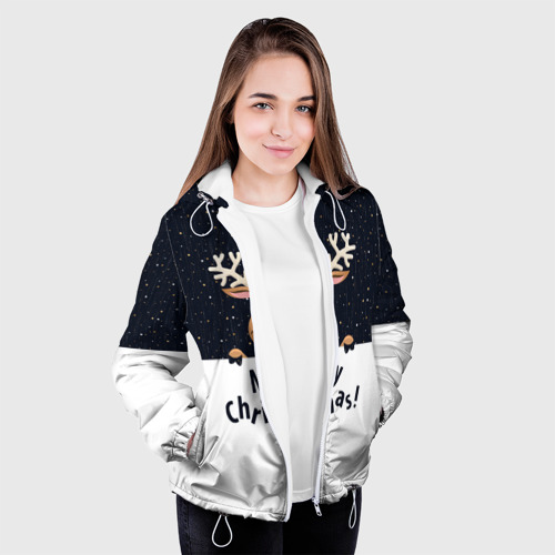 Женская куртка 3D Новогодний Оленёнок Рудольф, цвет белый - фото 4