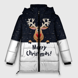 Женская зимняя куртка Oversize Новогодний Оленёнок Рудольф