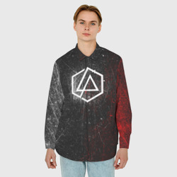 Мужская рубашка oversize 3D Linkin Park Logo Линкин Парк - фото 2