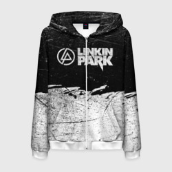 Мужская толстовка 3D на молнии Линкин Парк Лого Рок чб Linkin Park Rock