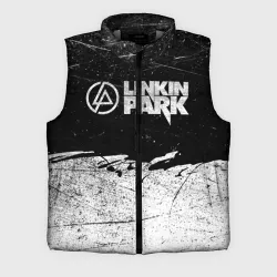 Мужской жилет утепленный 3D Линкин Парк Лого Рок чб Linkin Park Rock