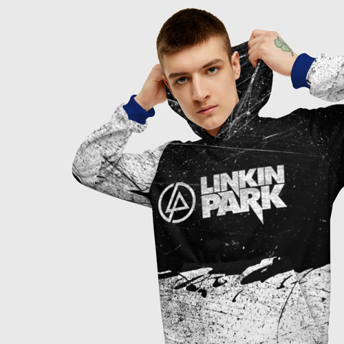 Мужская толстовка 3D Линкин Парк Лого Рок чб Linkin Park Rock, цвет синий - фото 5