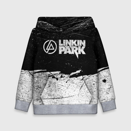 Детская толстовка 3D с принтом Линкин Парк Лого Рок ЧБ | Linkin Park Rock, вид спереди #2