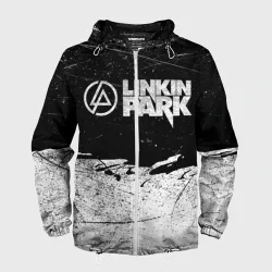 Мужская ветровка 3D Линкин Парк Лого Рок чб Linkin Park Rock