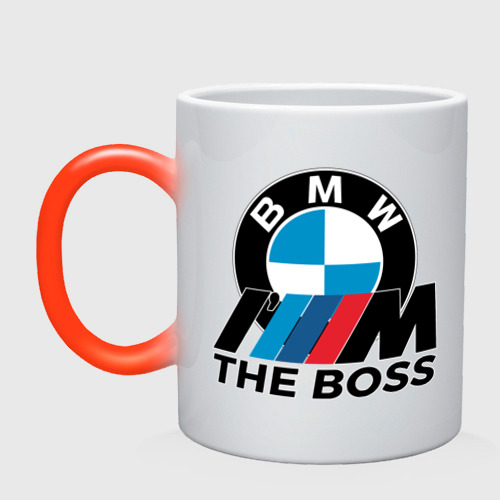 Кружка хамелеон BMW boss, цвет белый + красный