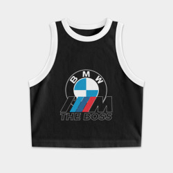 Женская укороченная майка-топ хлопок BMW boss