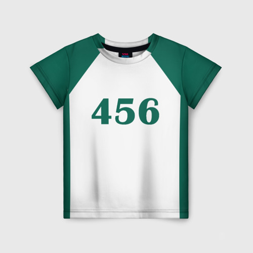Детская футболка с принтом Как в Игре в Кальмара. Футболка 456 игрока, вид спереди №1