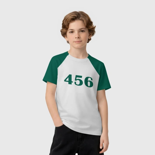 Детская футболка 3D с принтом Как в Игре в Кальмара 456 игрока, вид сбоку #3