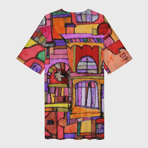 Платье-футболка 3D Скетч большого города, цвет 3D печать - фото 2