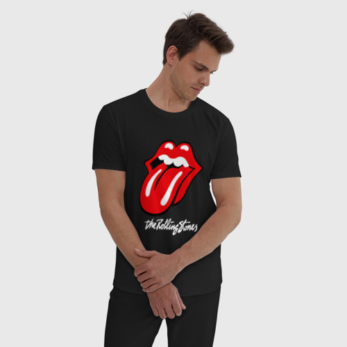 Мужская пижама хлопок Rolling Stones Роллинг Стоунз, цвет черный - фото 3