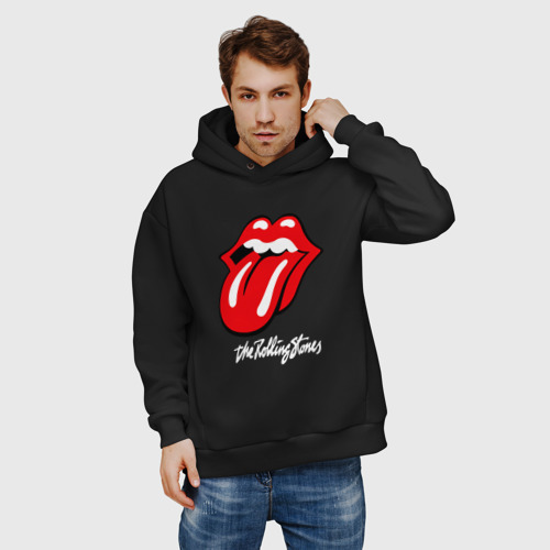 Мужское худи Oversize хлопок Rolling Stones Роллинг Стоунз, цвет черный - фото 3