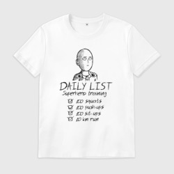 Мужская футболка хлопок Лист супергеройских тренировок Сайтамы