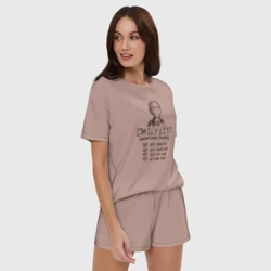 Женская пижама с шортиками хлопок Лист супергеройских тренировок Сайтамы - фото 2