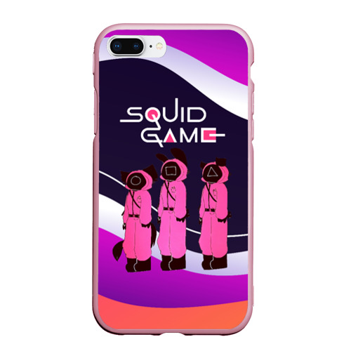 Чехол для iPhone 7Plus/8 Plus матовый Трое из  сериала игра в кальмара , цвет розовый