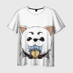 Мужская футболка 3D Гинтоки Саката и песик Гинтама