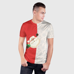 Мужская футболка 3D Slim Дед Мороз селфи - фото 2