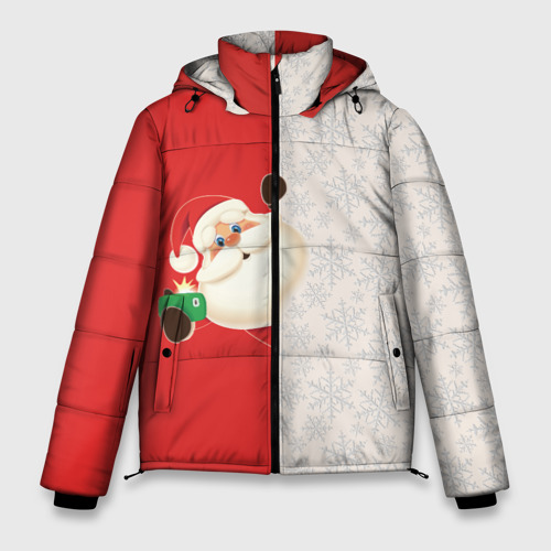Мужская зимняя куртка 3D Дед Мороз селфи, цвет черный