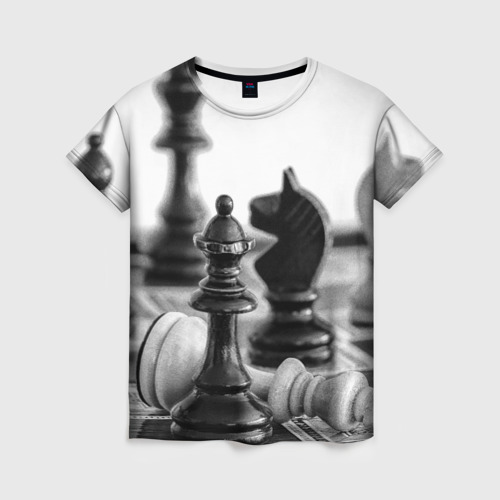 Женская футболка 3D с принтом Шах и мат Шахматы, вид спереди #2