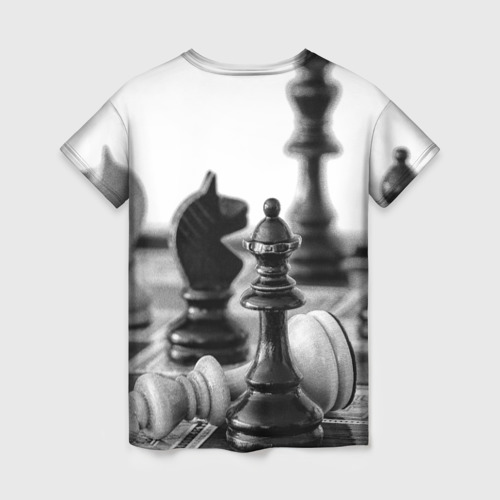 Женская футболка 3D с принтом Шах и мат Шахматы, вид сзади #1