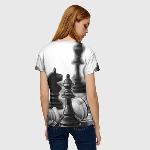 Женская футболка 3D с принтом Шах и мат Шахматы, вид сзади #2