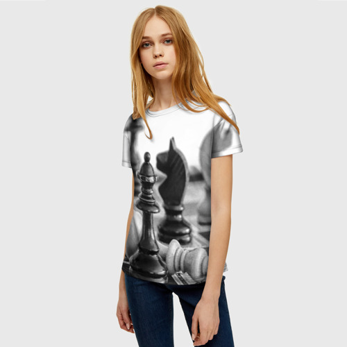 Женская футболка 3D с принтом Шах и мат Шахматы, фото на моделе #1