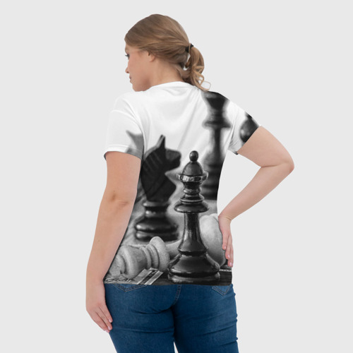 Женская футболка 3D с принтом Шах и мат Шахматы, вид сзади #2