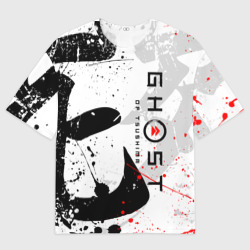 Женская футболка oversize 3D Ghost of Tsushima призрак Цусимы белый