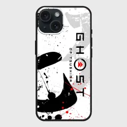 Чехол силиконовый для Apple iPhone 15 матовый Ghost of Tsushima призрак Цусимы белый