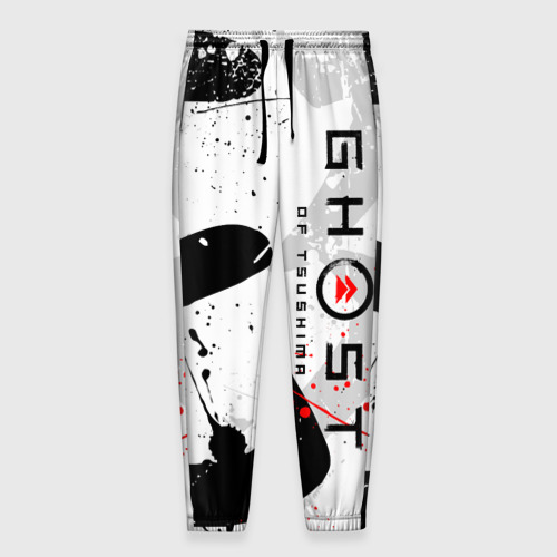 Мужские брюки с принтом Ghost of Tsushima призрак Цусимы белый, вид спереди №1