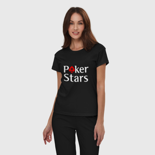 Женская пижама хлопок PokerStars логотип, цвет черный - фото 3