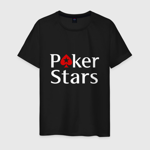 Мужская футболка из хлопка с принтом PokerStars логотип, вид спереди №1