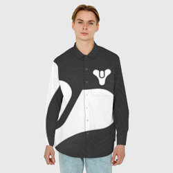 Мужская рубашка oversize 3D Destiny 2 logo white - фото 2