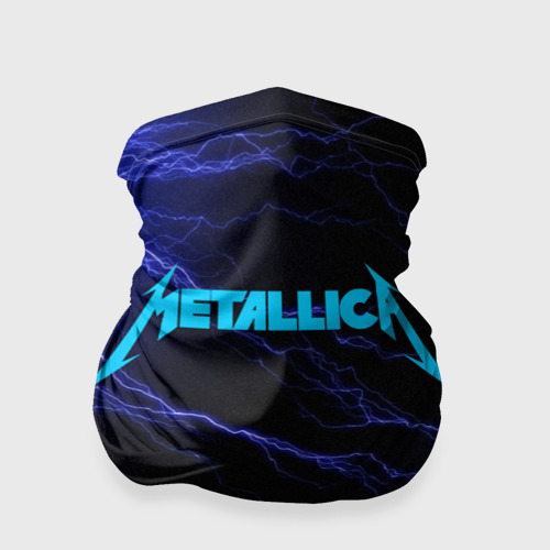 Бандана-труба 3D Metallica blue flash Металлика синие молнии, цвет 3D печать