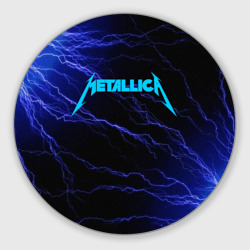 Круглый коврик для мышки Metallica blue flash Металлика синие молнии