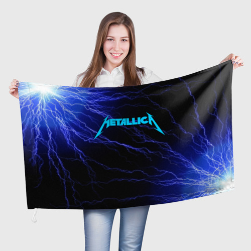 Флаг 3D Metallica blue flash Металлика синие молнии