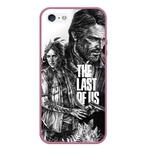 Чехол для iPhone 5/5S матовый The Last of Us чёрно белый, цвет розовый