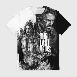 Мужская футболка 3D The Last of Us чёрно белый