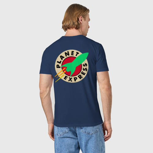 Мужская футболка хлопок Футурама - Межпланетный экспресс, цвет темно-синий - фото 4