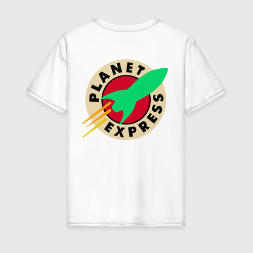 Мужская футболка из хлопка с принтом Футурама - Межпланетный экспресс, вид сзади №1