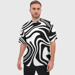 Мужская футболка oversize 3D Черно-белые полосы Black and white stripes - фото 2