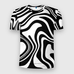 Мужская футболка 3D Slim Черно-белые полосы Black and white stripes