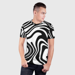 Мужская футболка 3D Slim Черно-белые полосы Black and white stripes - фото 2