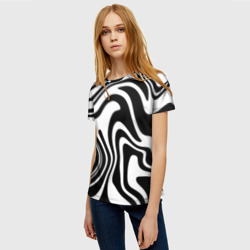 Женская футболка 3D Черно-белые полосы Black and white stripes - фото 2
