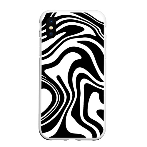 Чехол для iPhone XS Max матовый Черно-белые полосы Black and white stripes, цвет белый