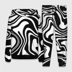 Женский костюм с толстовкой 3D Черно-белые полосы Black and white stripes